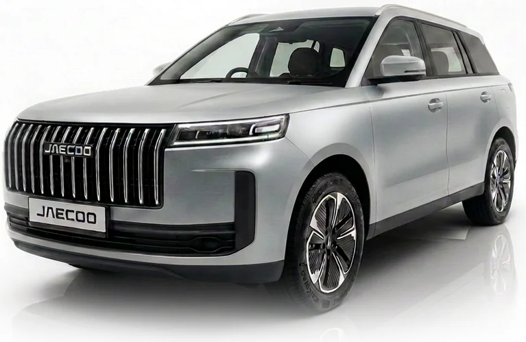 Official UK manufacturer photograph of petrol JAECOO 5 in Granite White; family image, not an exact-trim comparison