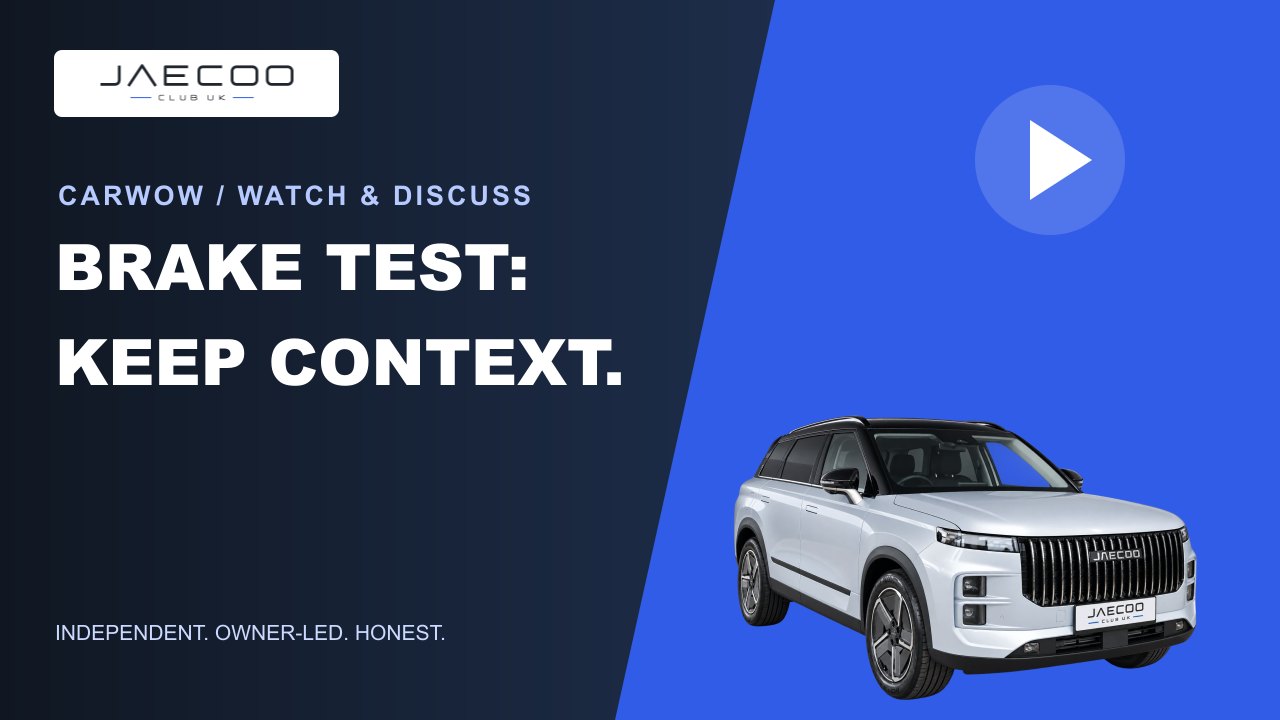 JAECOO Club video guide graphic: BRAKE TEST: KEEP CONTEXT.