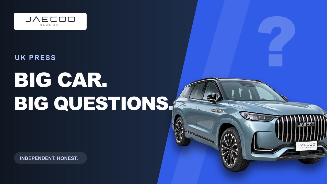 JAECOO Club editorial graphic: BIG CAR. BIG QUESTIONS.